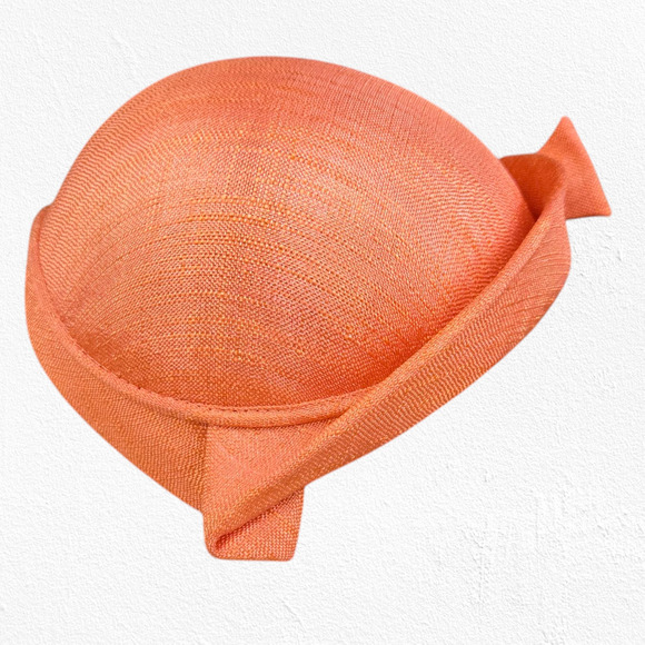 1920s Vintage Orange Cloche Hat Elegant Woven Pearl Bow Rolled Brim Veil Accent - Picture 4 of 9